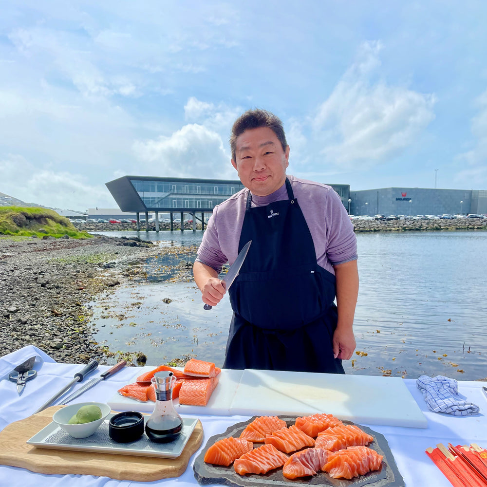 Chef Hiro visiting Bakkafrost in the Faroe Islands